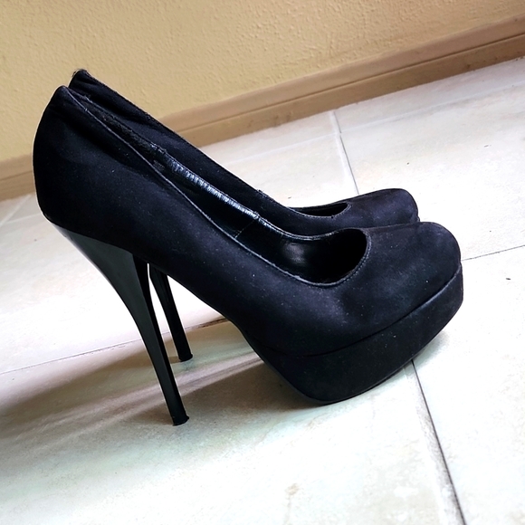 EUC GORGEOUS ROUND-TOE, SUEDETTE STILLETOS by GLAZE!!! - Picture 5 of 10